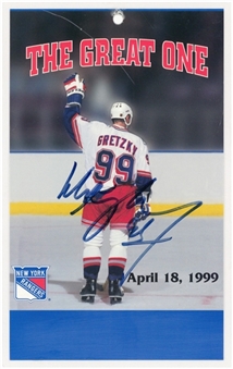 Wayne Gretzky Signed April 18th, 1999 Final Game All Access Pass (Beckett)